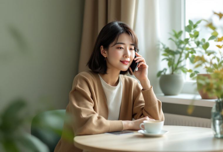 전화로 상담받는 모습